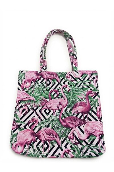 Believe Flamingo Patterned Jacquard Woven Tapety Beach and Daily Use Large Sh...
