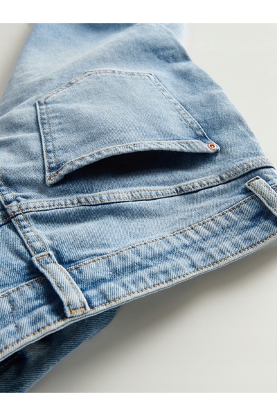 NO BRAND Blugi din bumbac albaștri, model Mom, cu fermoar, Reserve 44