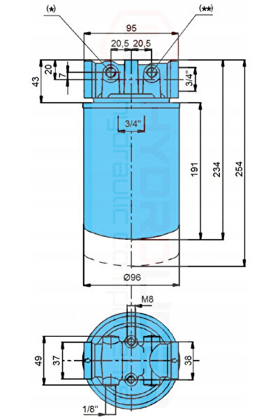NO BRAND Filtru de ulei hidraulic 3/4 " 75L/Min, filtru de retur în linie Cv1...