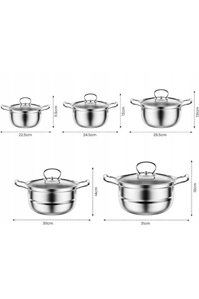 NO BRAND Set de vase de gătit din oțel inoxidabil Mihoho, 12 piese