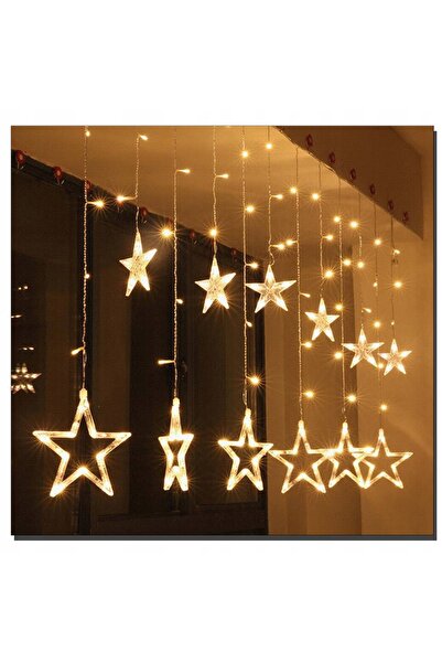 NO BRAND Perdea luminoasă Stea 138 LED-uri 12 Stele Alb Cald Alimentare USB ș...