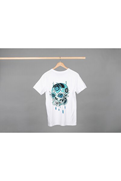 Noname Tricou Unisex Bumbac Premium Casual " Robotic skull art " Inscriptie