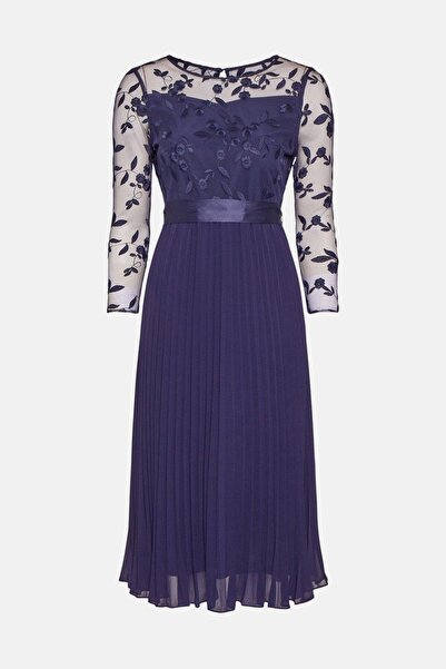NO BRAND Rochie plisată bleumarin midi Coast 40