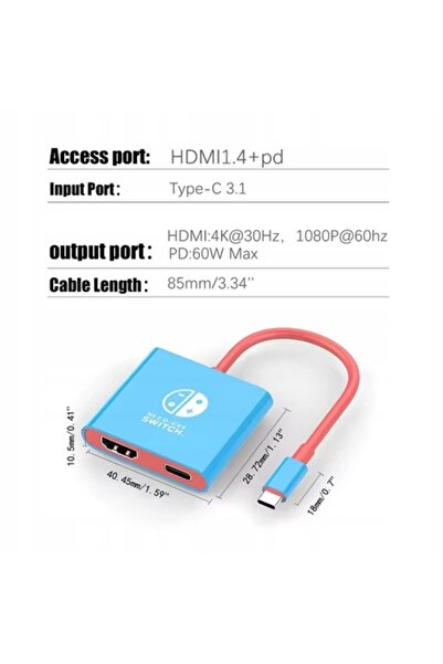 NO BRAND Stație de andocare pentru Nintendo Switch USB-C 4K HDMI USB 3.1 PD 1...