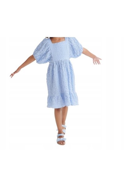 NO BRAND Rochie evazată clasică din bumbac, albastră, cu imperfecțiuni Bufki ...