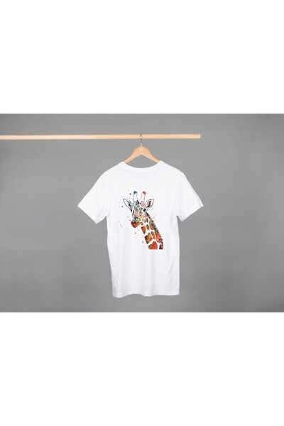 Noname Tricou Unisex Bumbac Premium Casual " Tapet girafa " Inscriptie