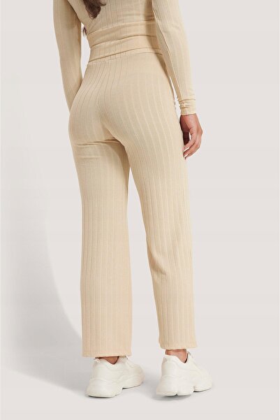 NO BRAND R57A06 Material pantaloni Talie înaltă Reiat Bej Na-Kd m