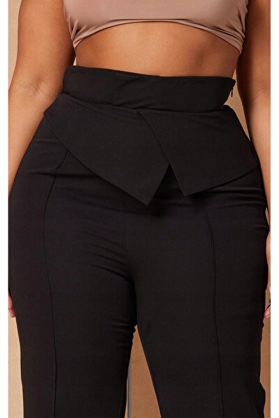 NO BRAND Pantaloni lungi cu croială dreaptă, talie înaltă, cu buzunare, Prett...