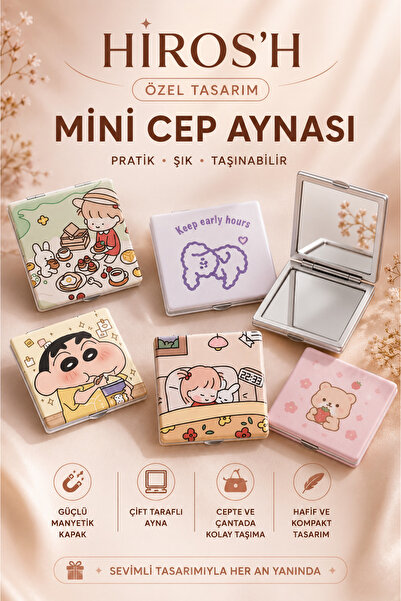 HİROS'H Mini Karikatür Desenli Cep Aynası
