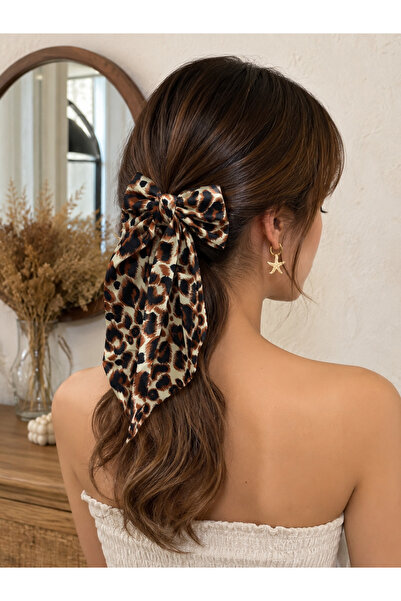 MODA Maisonlune Leopard Print Coquette Big Bow Hair Clip with Long Ribbon Hai...