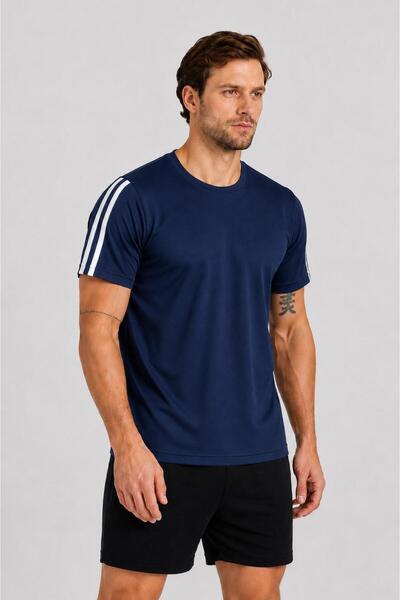 pandy 3-Piece Sleeve Stripe Quick Dry Breathable Fabric Sports T-Shirt