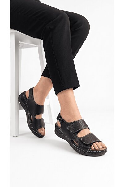 uway Women's Genuine Leather Double Velcro Comfortable Orthopedic Flexible So...