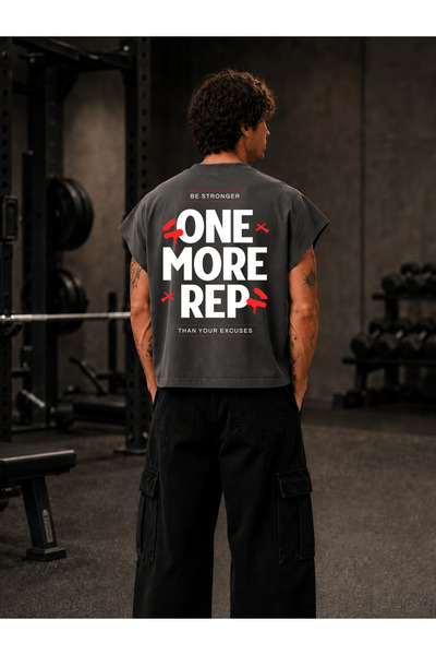 EVIus Μπλουζάκι GYM Sporcu One More Rep με στάμπα, Oversize, Worker Boxy Fit,...
