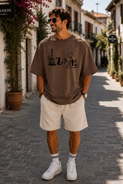 ArtYus İzmir Printed Crew Neck Casual Unisex Oversize T-Shirt - Βαμβακερό Cas...