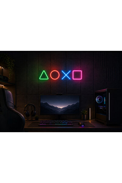 Prime Neon Play Station - Led Dekoratif Duvar Aydınlatma 50 cm Neon Oyun Odas...