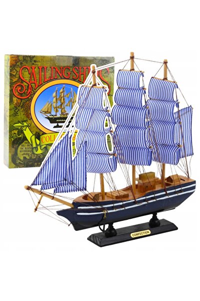 LeanToys Colecție de modele de nave Model decorativ de navă alb-albastru, nav...
