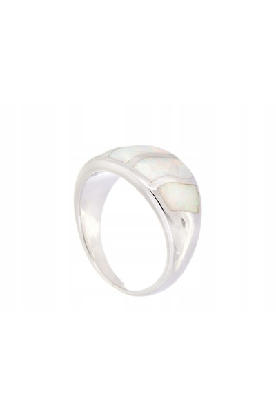 NO BRAND Inel din argint placat cu rodiu, mărimea 12, cu opal de 12mm, cadou