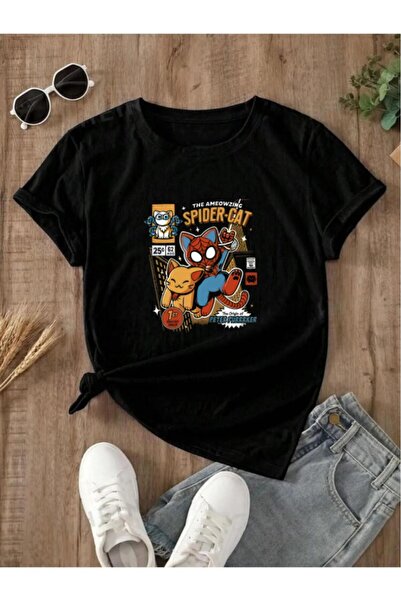 yombaa Unisex Spider Cat εμπριμέ παιδικό μπλουζάκι