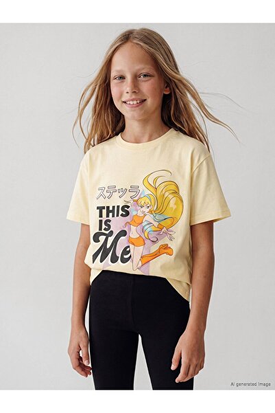 LC Waikiki Lcw Kids Yellow Crew Neck Winx Club Printed Girls' T-Shirt