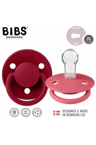 NO BRAND Smoczek Bibs De Lux Set Rotund 2 bucăți Silicon 0-36 luni Coral, Rub...