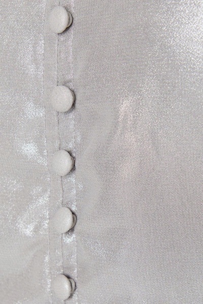 NO BRAND Rochie argintie Midaxi, cu nasturi pufoși, decolteu în V, metalică, ...