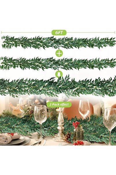 NO BRAND Set de 2 bucăți Ghirlande artificiale de Ruscus pentru decor acasă, ...