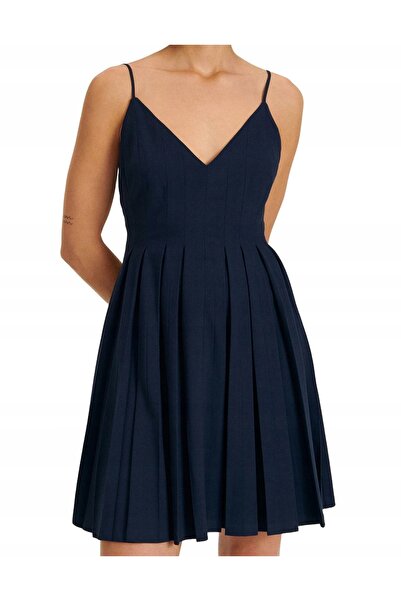 NO BRAND Rochie mini clasică bleumarin cu bretele reglabile, mărimea L rezervată