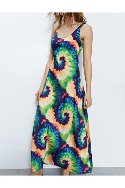 NO BRAND Rochie Maxi Clasică Simplă Multicoloră cu Bretele Depozit 36