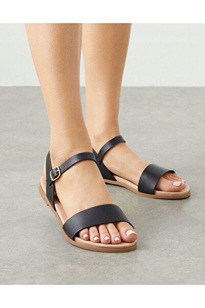 NO BRAND Sandale clasice plate negre cu cataramă Dorothy Perkins 39