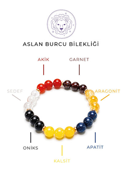 Deniz Elmasları Aslan Burcu Doğal Taş Bileklik 8 mm Küre Kesim | Akik, Garnet...