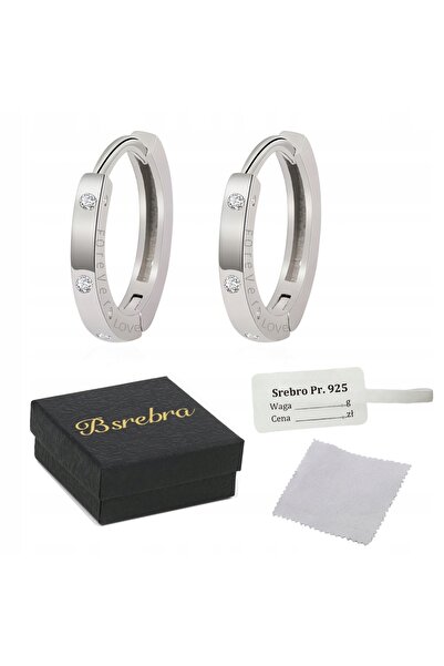 NO BRAND Cercei tip inel din argint 925 sterling cu zirconiu pentru femei