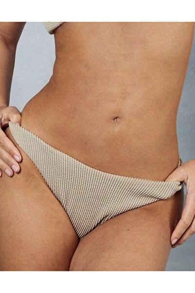 NO BRAND Partea inferioară bej a chiloților de bikini, cu textură clasică, mi...
