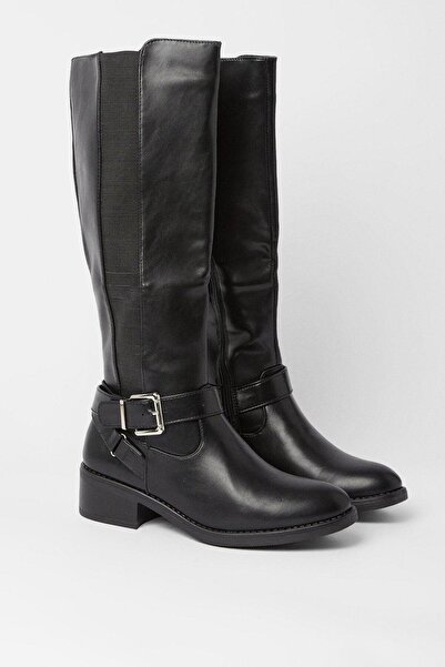 NO BRAND Cizme Dorothy Perkins negre cu toc mic, până la jumătatea gambei, mă...