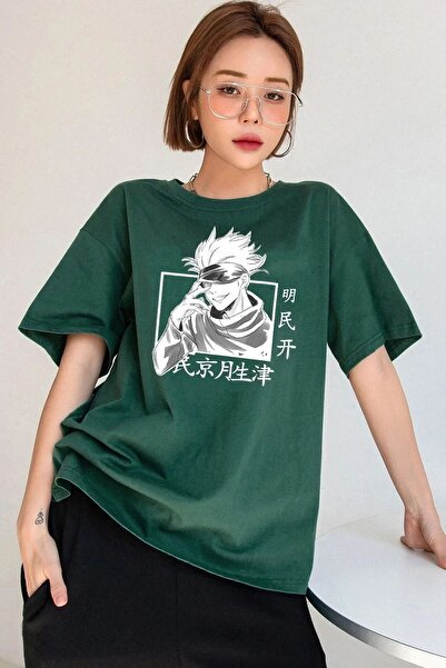H&GHAMLEGİYİM Unisex Gojo Satoru Jujutsu Kaisen Printed Oversize T-shirt