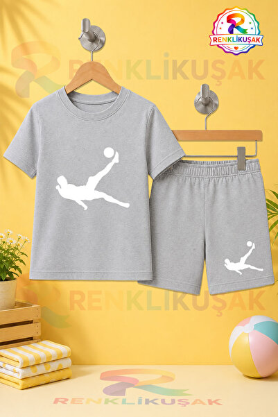 RENKLİKUŞAK Unisex Çocuk Beyaz Roveseta Futbol Baskılı Bisiklet Yaka Tişört -...