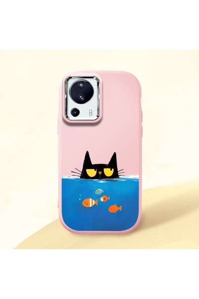 ucuc Mi 13 Lite Compatible Shock-Absorbing Camera Protected Pink Silicone Case
