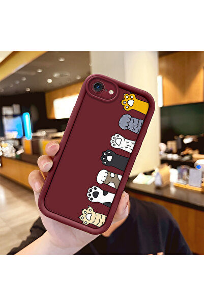 ucuc iPhone 7/8/SE 2020 2022 Uyumlu Darbeye Dayanıklı Kamera Korumalı Bordo S...