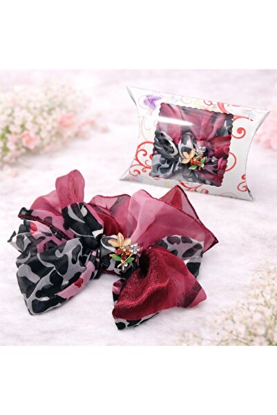 velve Martisor esarfa din satin, imprimeu floral rosu-roz, accesorizata cu br...
