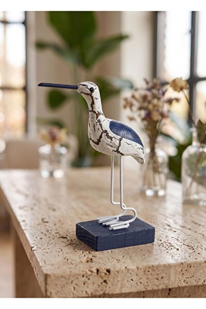 The Mia Retro Marin Stil Ahşap Kuş Biblosu 14 cm