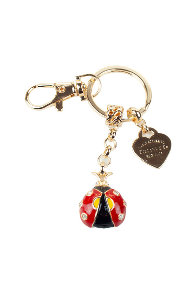 Liveyn Design Ladybug Figured Stone Detailed Keychain & Bag Ornament