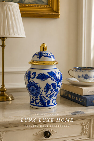 Luna Luxe Home Bleu Héritage Collection | Dekoratif Kapaklı Blue Blanc Vintag...
