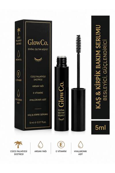 GlowCo. Kaş & Kirpik Bakım Serumu / E Vitamini, Argan Yağı, Özel Cüce Palmiye...