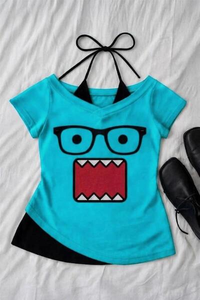 İsra Ayyıldız Moonstar Collection Domo kun Ek Askılı Turkuaz Y2K Street Tam B...