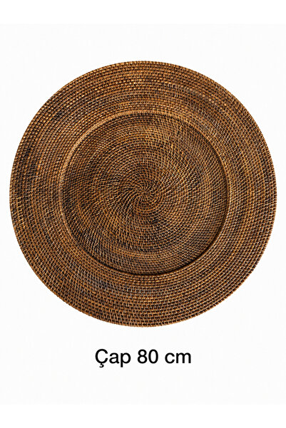 ipekbambuhome El Yapımı Doğal Rattan Dekoratif Duvar Tabağı - 80 cm