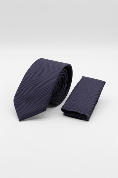 İmza Navy Blue-Red Patterned 7 cm Tie 1090260117