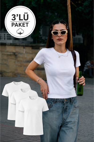 MODABOX 3-Pack Women's Cotton Crew Neck Short Sleeve Basic T-Shirt Comfortabl...