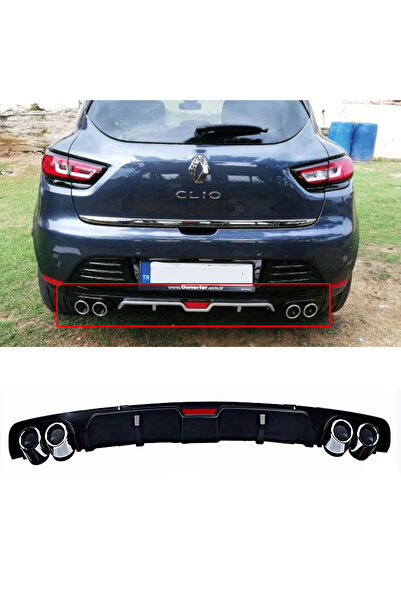 HasAkman Renault Clio Mk4 Siyah Difüzör 4 Krom Egzoz Görünümlü Difizör Arka E...