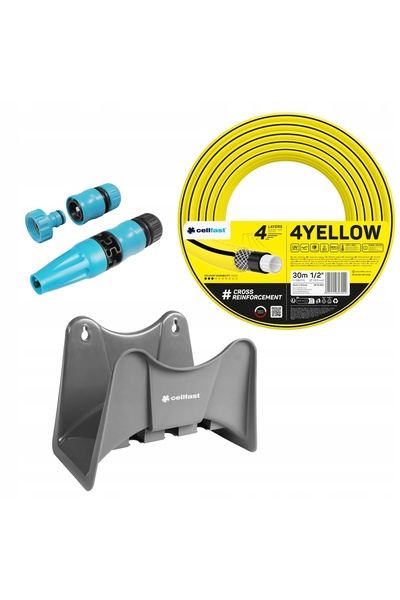 Cellfast 4YELLOW furtun 1/2'' 30m cu 4 straturi, set aspersor cu suport