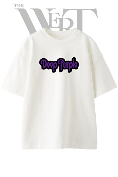 THEWERT Tricou oversize alb unisex cu imprimeu Deep Purple Design