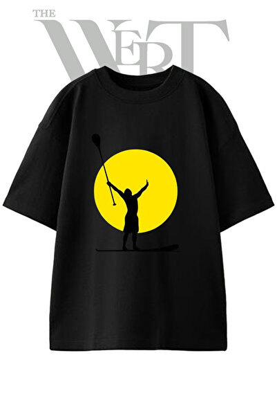 THEWERT Sup Silhouette Design Printed Unisex Black Oversize T-Shirt